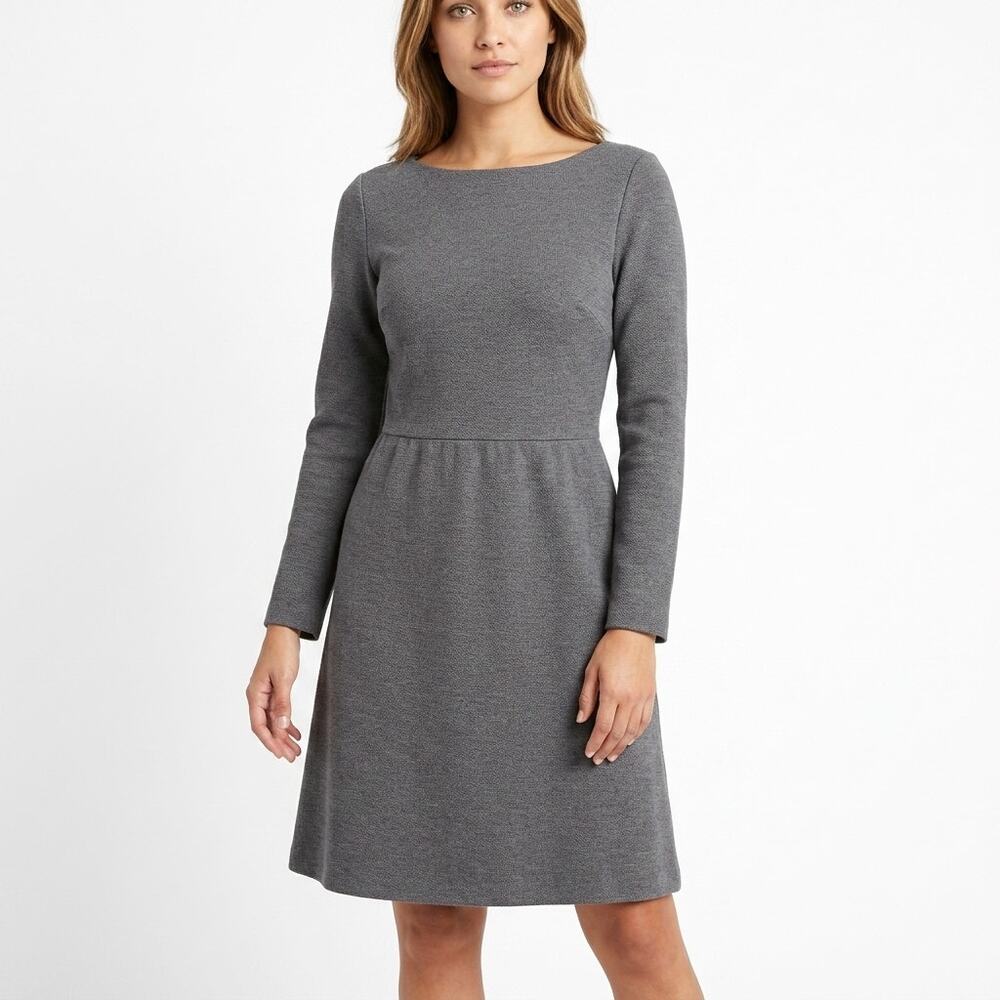 Loft Gray A-Line Knee Length Knit Lined Dress Women Size 00